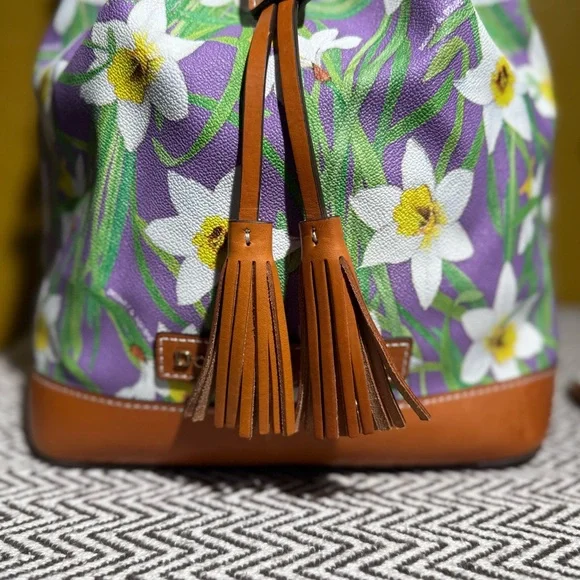 Dooney & Bourke Botanical Daffodil Drawstring Bucket Bag & Wristlet Set - Purple - Picture 2 of 16